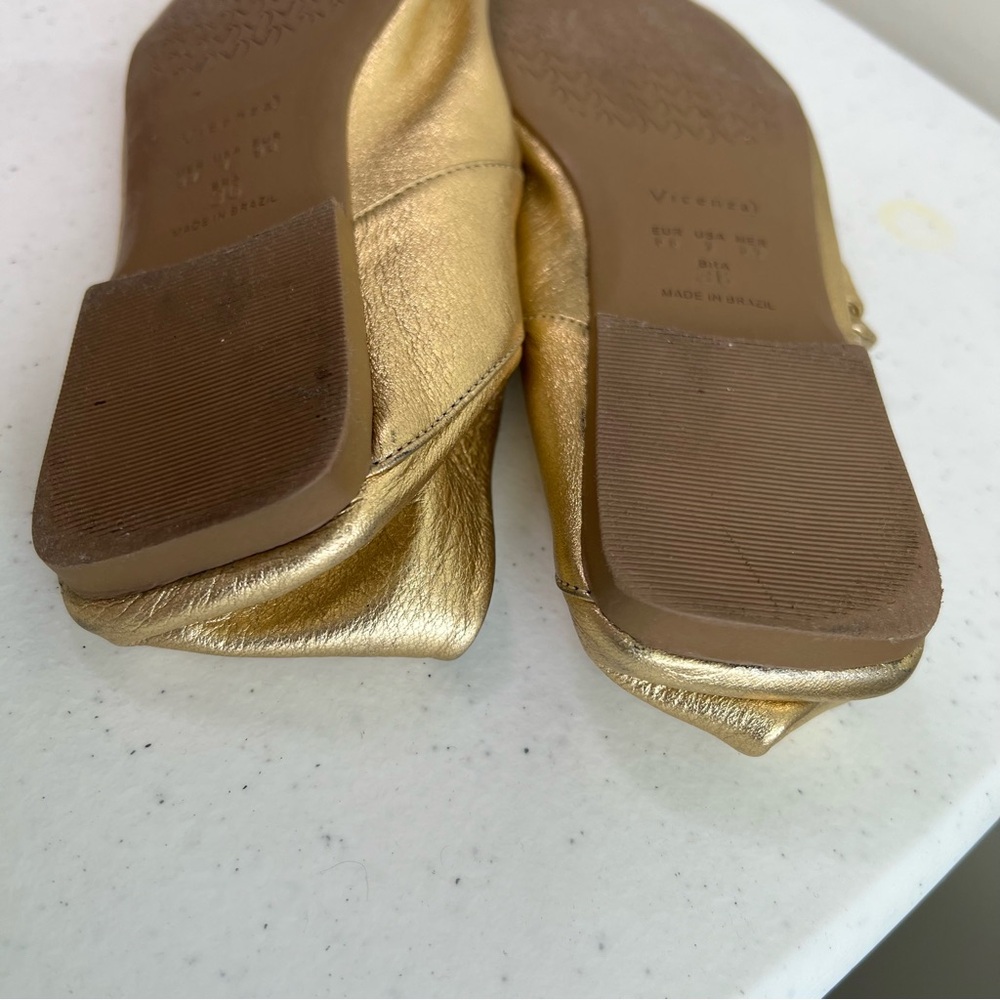Vicenza Bow Mary Jane Silver leather flats square toes ballet Anthropologie - Picture 13 of 14